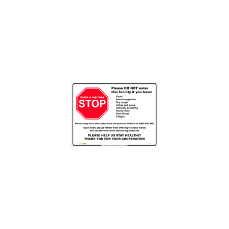 Covid - Stop Do not enter if you have any of