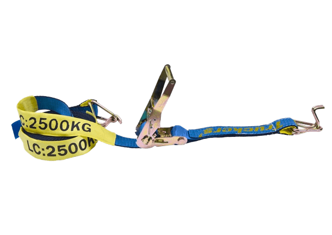 Heavy Duty Ratchet Strap 2500kg Capacity designed for tying down equipment, securing containment sheeting during installation, or stabilising loads.