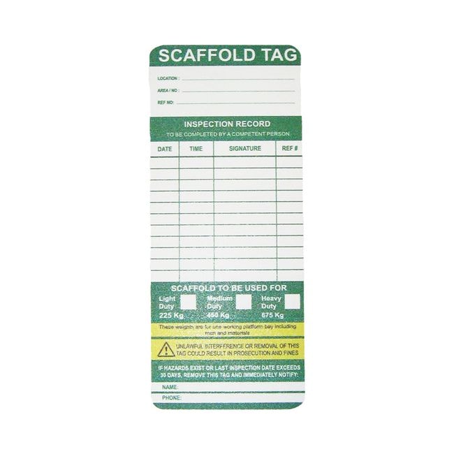 Scaffold Tag Fit For Use Card Each (Sold as units, 20 units per bundle)