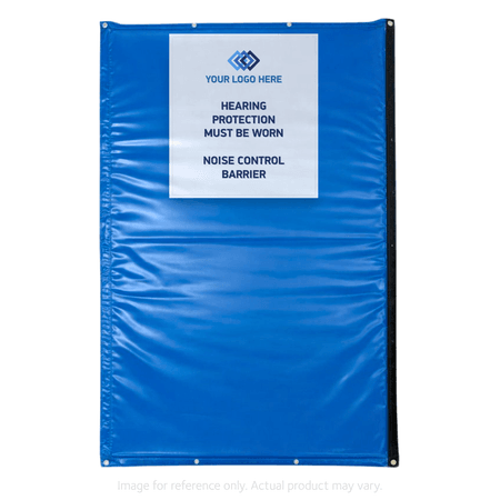 Blue Sonic Quilts with Custom Printed and Sewn on Patch for Noise Reduction on Construction Sites