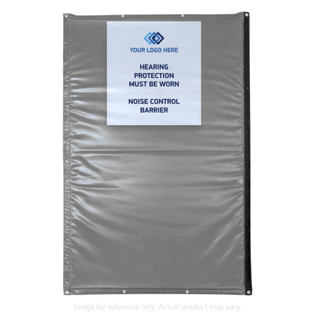Grey Sonic Quilts with Custom Printed and Sewn on Patch for Noise Reduction on Construction Sites