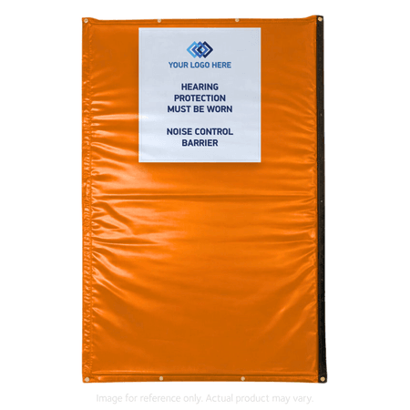Orange Sonic Quilts with Custom Printed and Sewn on Patch for Noise Reduction on Construction Sites