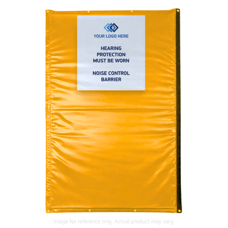 Yellow Sonic Quilts with Custom Printed and Sewn on Patch for Noise Reduction on Construction Sites