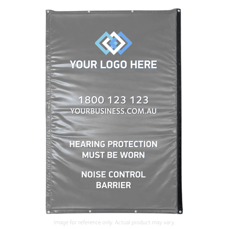 Custom Printed Grey Vinyl Sonic Quilts for Noise Control on Construction Sites