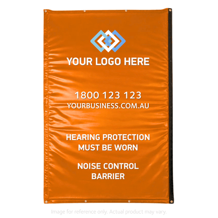 Custom Printed Orange Vinyl Sonic Quilts for Noise Control on Construction Sites