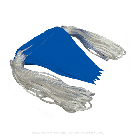 Blue Bunting Flags - 30m - High-visibility safety bunting for marking hazards and walkways on a construction site