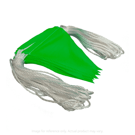 Green Bunting Flags - 30m - High-visibility safety bunting for marking hazards and walkways on a construction site