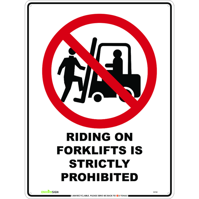 Riding On Forklifts Is Strictly Prohibited