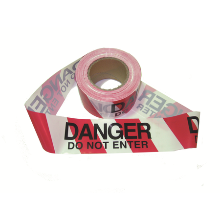 Barrier Tape - Red and White Danger Do Not Enter 100mx75mm (Sold as rolls, carton of 20)