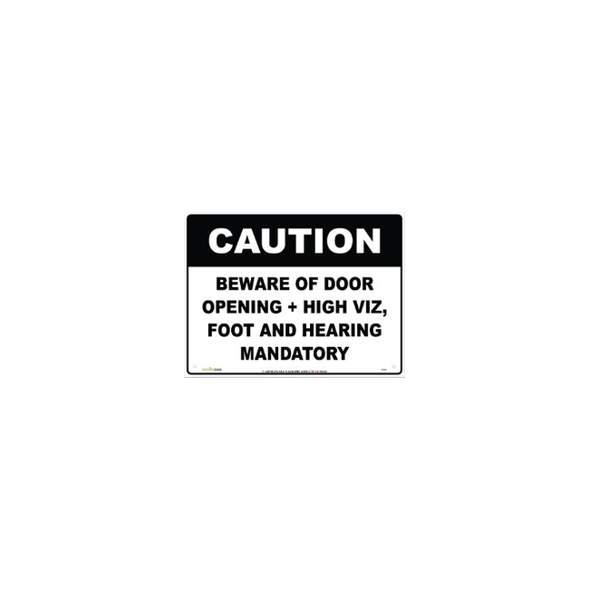 Caution Beware of Door Opening + High Viz, Foot and Hearing