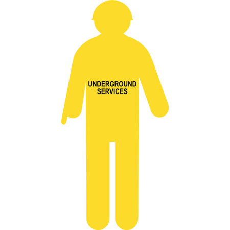 1400 x 655mm Yellow Worker Pointing Down Underground Services