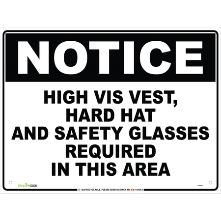 Notice High Vis Vest, Hard Hat and Safety Glasses Required I